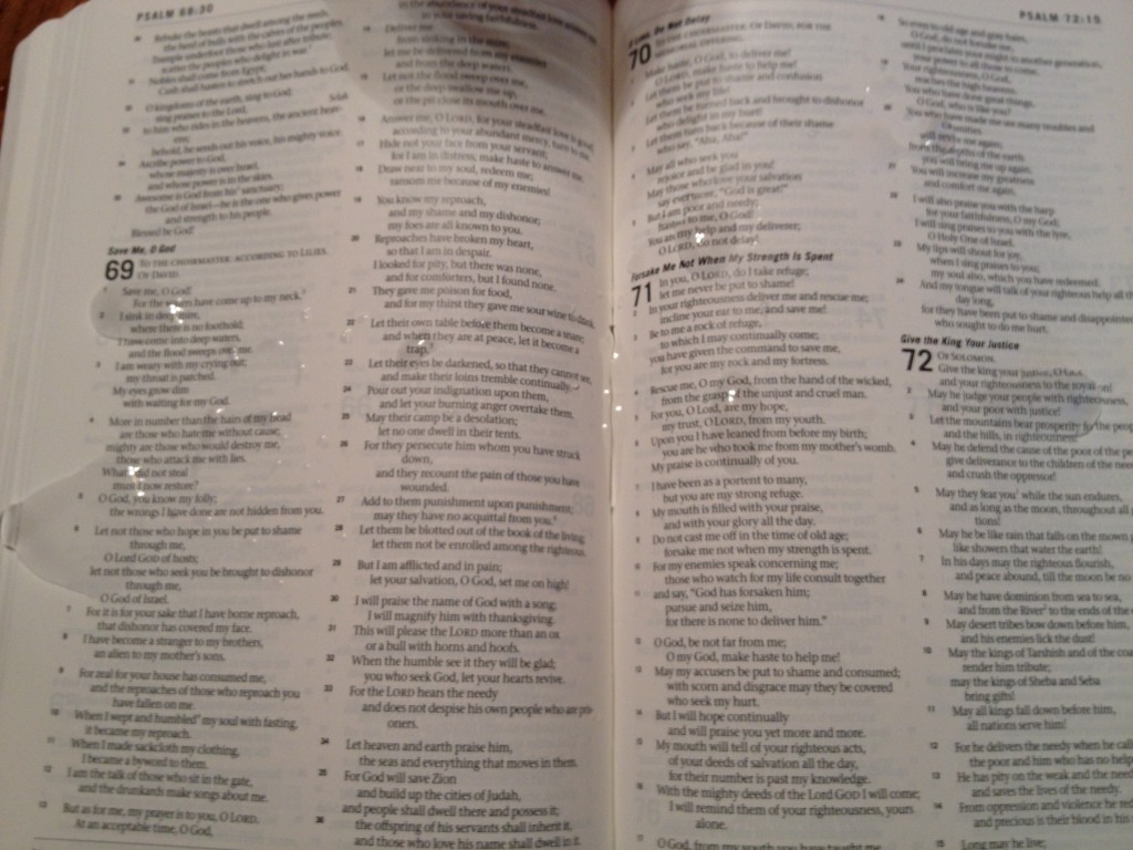 Water on the Waterproof Bible runs right off!
